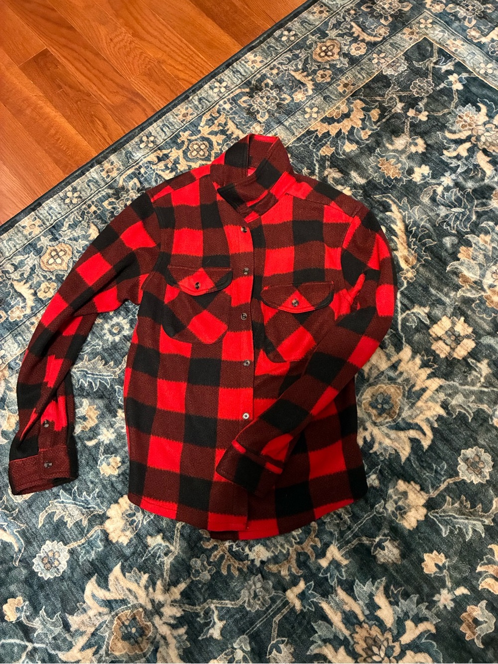 Red and Black Buffalo Check Flannel Shirt
